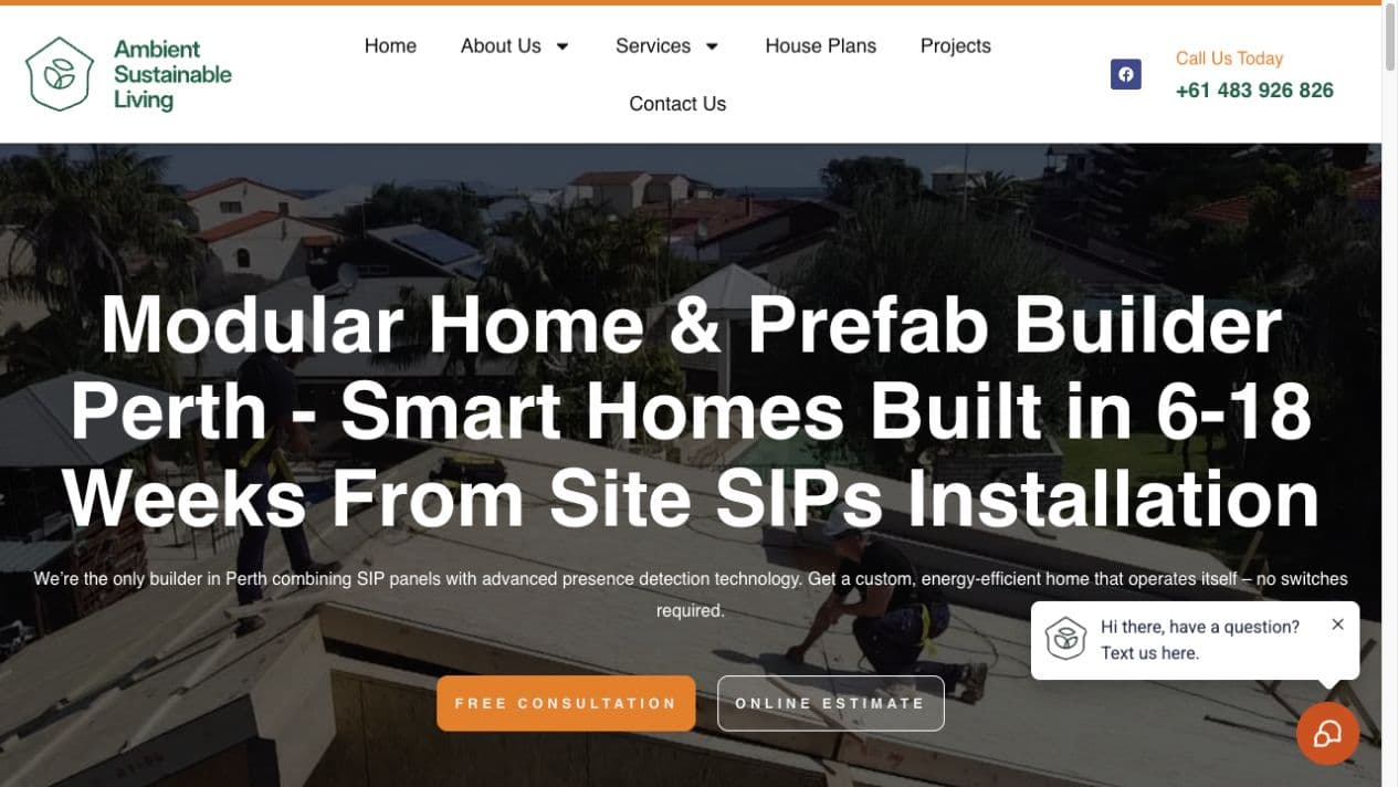 Ambient’s live website, captured 23 September 2026. Website design and build by Contractor Scale.
