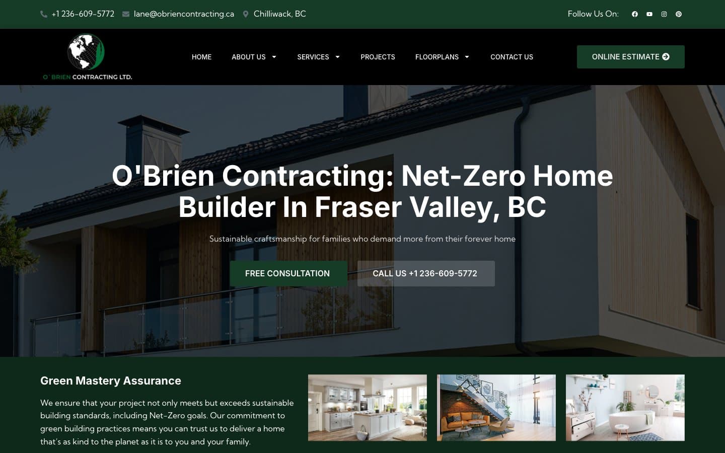 Live homepage, obriencontracting.ca — captured 13 October 2026.