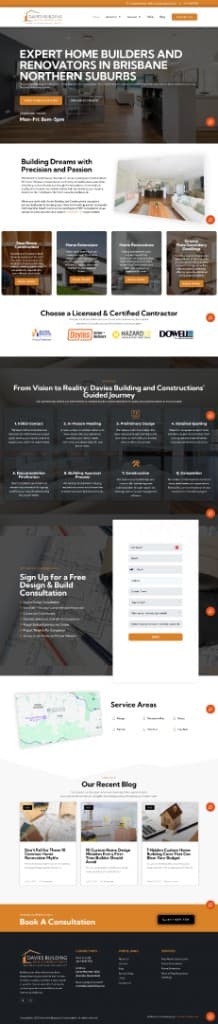 Example builder website preview in the background.