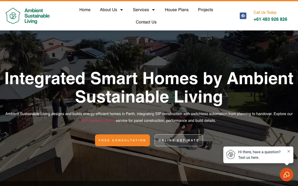 Ambient Sustainable Living website preview.