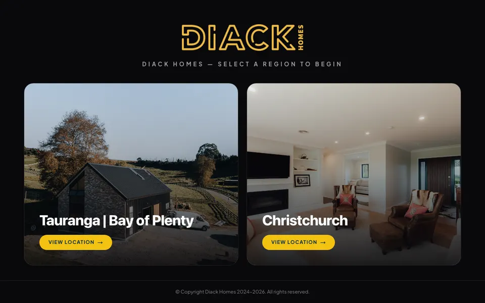 Diack Homes website preview.