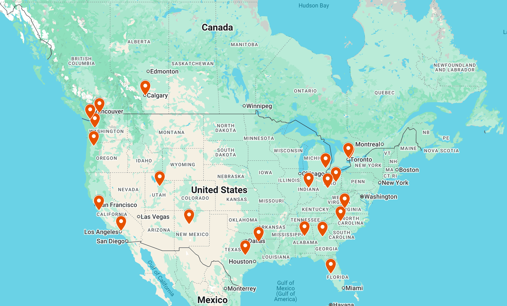 Client markets across North America