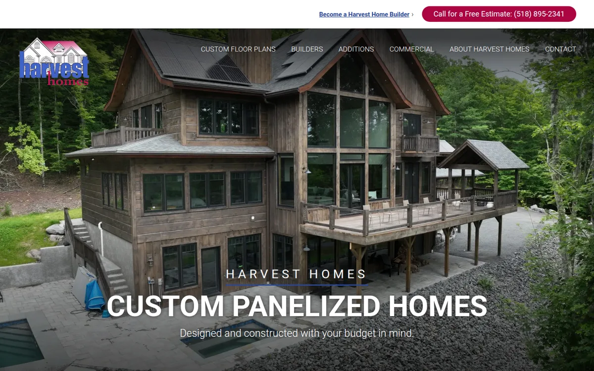 Homepage of Harvest Homes, reviewed October 2026
