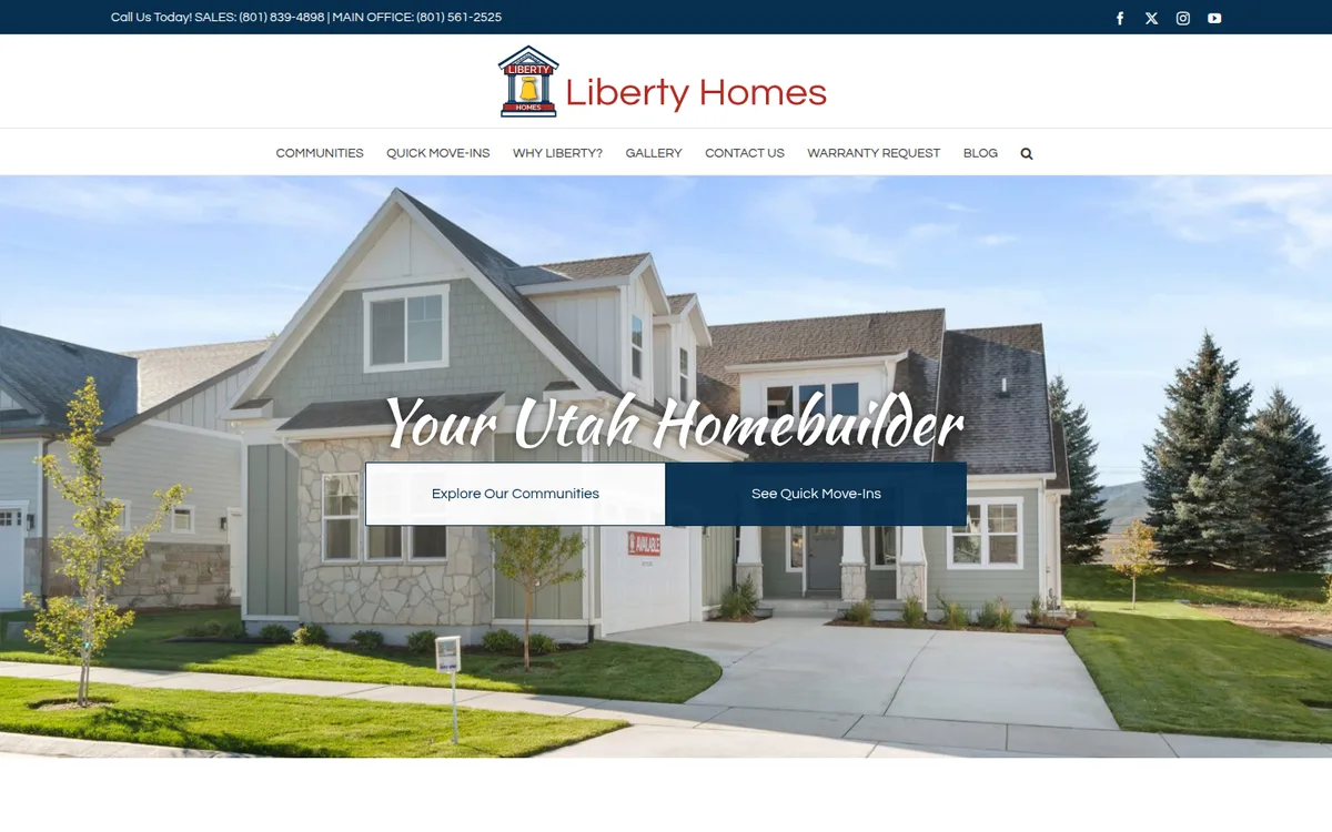 Homepage of Liberty Homes, reviewed October 2026
