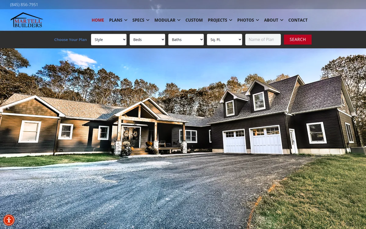 Homepage of Martell Home Builders, reviewed October 2026