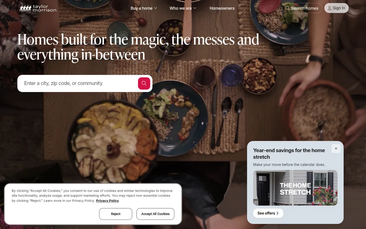 Homepage of Taylor Morrison, reviewed October 2026