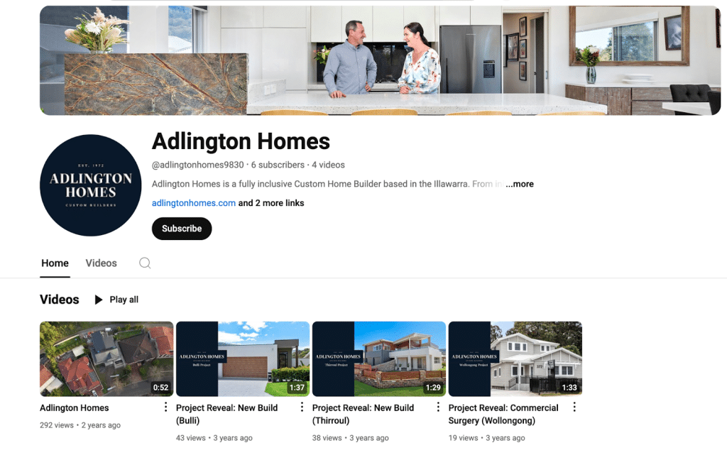 Adlington Homes Youtube Account